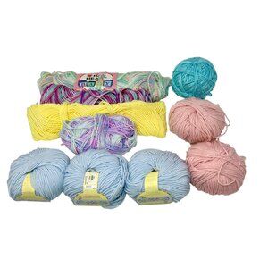 Red Heart Baby Sport Yarn Pink Blue Yellow Multicolor Crochet‎ Knitting Bundle